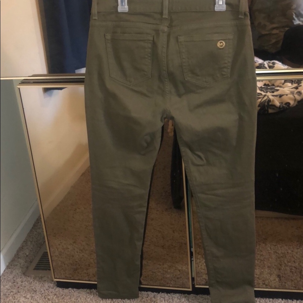 Michael Kors olive green skinny jeans